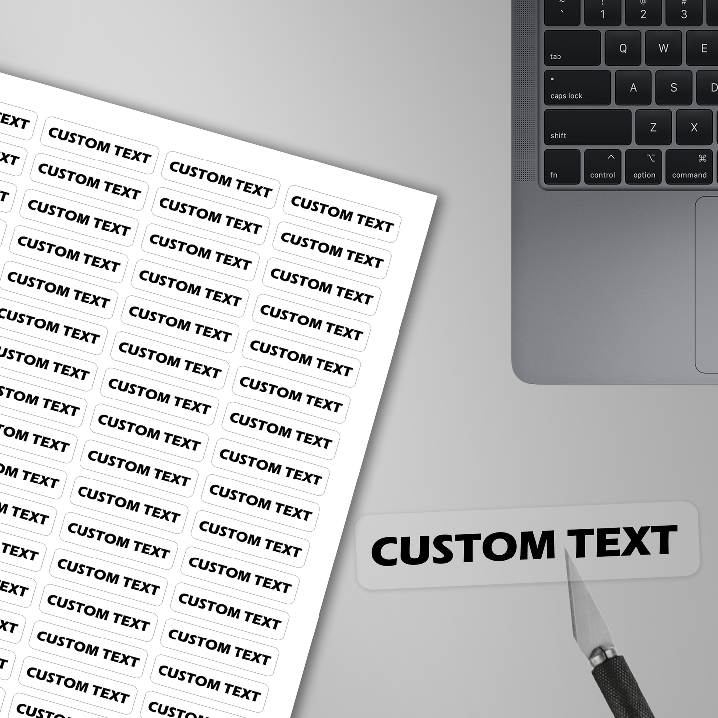 Custom Text Clear Labels 100% Clear