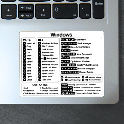 Windows Shortcuts Sticker Spickzettel – Produktivitätssteigerung