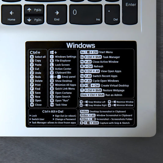 Windows Shortcuts Sticker Cheat sheet - Productivity boost